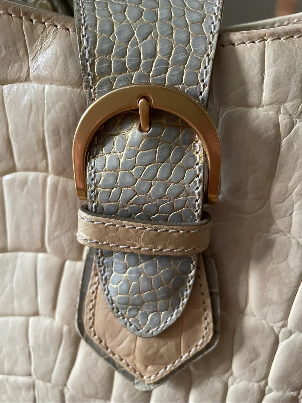 Brahmin Kendall Tri Color Cream Hobo Shoulder Bag